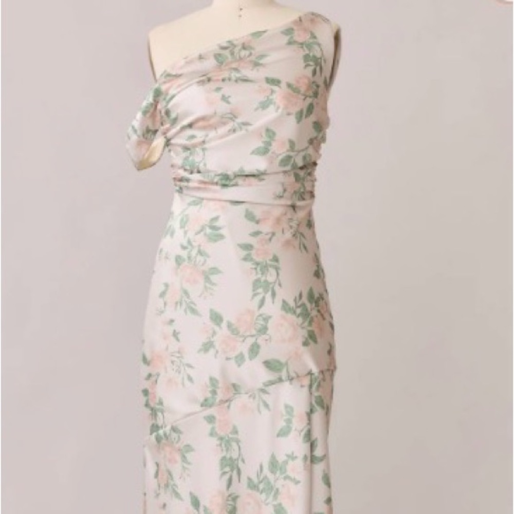 Livvy Satin Floral Print Dress - Soft Champagne Bouquet - 7F88